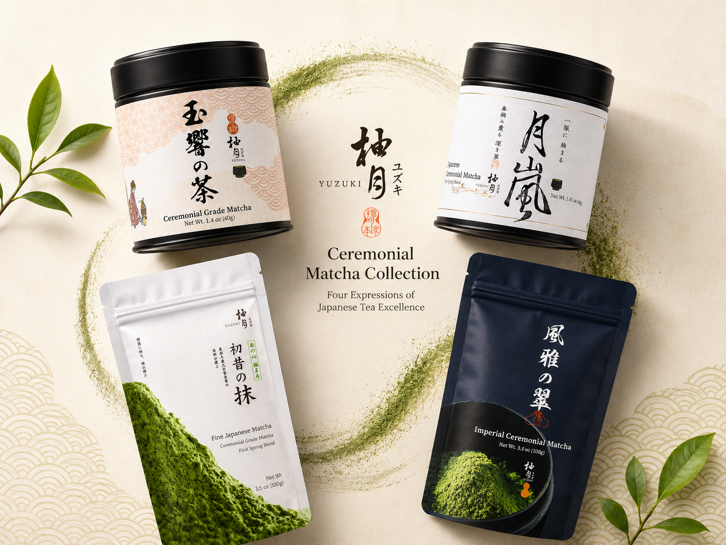 YUZUKI Signature Matcha tin with matcha powder